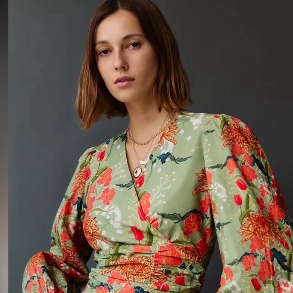 Anthropologie Conditions Apply Trinia Wrap Top Tie-Back Blouse XS